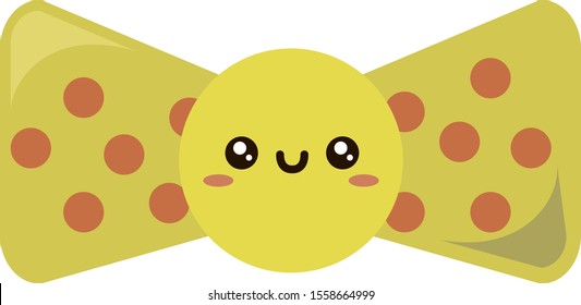 Yellow tie, illustration, vector on white background.