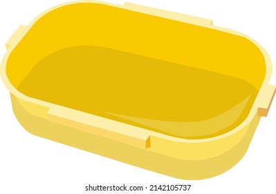Yellow tiffin box, illustration, vector on a white background.