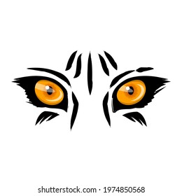 yellow tiger eyes. chinese new year concept. 2022 year of the tiger. vector illustration isolated on white background