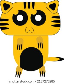 Gelber Tiger, Vektorsüßes Design
