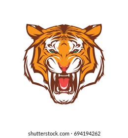 Yellow tiger vector isolated on white background
