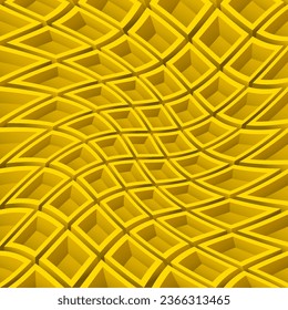 Fondo de mosaico amarillo con cuadrados, en el estilo de perspectivas onduladas distorsionadas