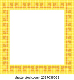Yellow tile frame, Mosaic tile frame or background, Tile background, Seamless pattern, Mosaic seamless pattern, Mosaic tiles texture or background. Bathroom wall tiles, swimming pool tiles.