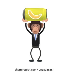 Yellow tin of banana juice. Vector design 