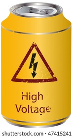 Yellow tin with a high voltage drink