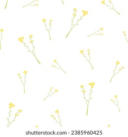 Yellow tiny genuine flowers vector seamless pattern for International Women`s Day, March 8th, floral background, wallpaper, paper wrapping