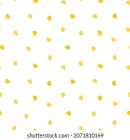Yellow tiny hearts on white background
