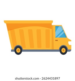 Yellow tipper truck is transporting building materials for construction