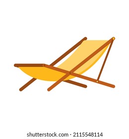 Yellow tissue chaise longue or hammock chair for summer outdoor relaxation sunbathing isometric vector illustration. Comfortable furniture for relaxing at beach, garden, backyard or resort vacation