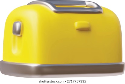 ícone de vetor de estilo plástico 3D torradeira amarela. Cartoon fritar torrada cozinhar, comida de café da manhã. Eletrodomésticos, utensílios de cozinha. Equipamento de cozinha isolado