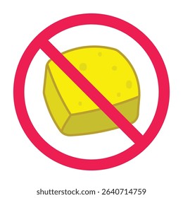 Yellow tofu prohibition sign, no yellow tofu allowed sign, yellow tofu forbidden sign, flat icon design vector illustration
