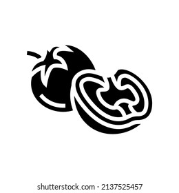 vector de icono de glifo de tomate amarillo. signo de tomate amarillo. símbolo de contorno aislado ilustración negra