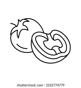 yellow tomato line icon vector. yellow tomato sign. isolated contour symbol black illustration
