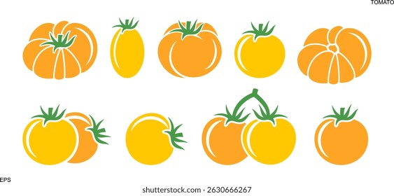 Yellow tomato logo. Isolated tomato on white background