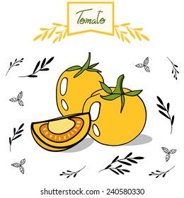 Yellow tomato vector isolated on white