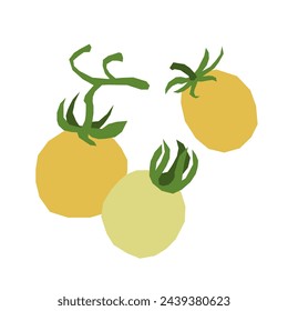 Yellow tomatoes isolate icon. Minimalistic style, primitive cut geometric pattern vector.