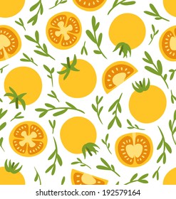 Yellow tomatoes seamless pattern