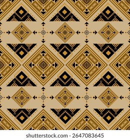 Motif harmonieux ethnique boho ton jaune. Amérindien, motif Navajo, texture Image vectorielle tribale. Ornement aztèque. Conception pour le sol noir Capet, rideaux, couvertures, Peut être utilisé dans la conception pour les vêtements.