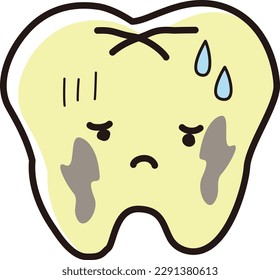 Yellow tooth character with black stains