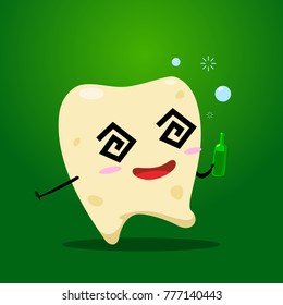 yellow tooth drink alcohol. Isolated Vector Illustration