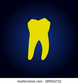 Yellow Tooth Icon on a blue background
