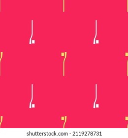 Yellow Toothbrush icon isolated seamless pattern on red background.  Vector Illustration