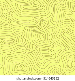 Yellow Topographic map of the terrain as contour. Seamless pattern. Background for geographical map. Vector illustration