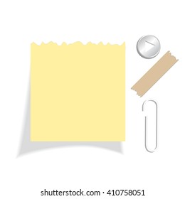 Yellow torn note paper vector illustration isolated on white background