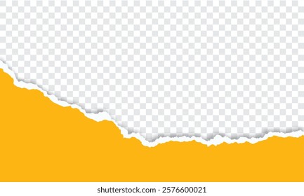  yellow torn paper with torn edges border frame banner isolated transparent template design