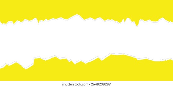 Yellow torn paper with torn edges isolated transparent background with shadow effect in horizontal banner design. ripped paper strip