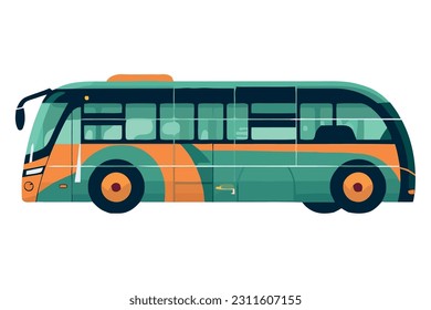 Yellow tour bus driving on road isolated