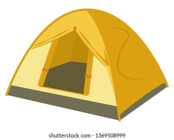 Yellow tourist tent isolated on a white backgrouynd