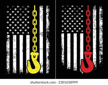 Yellow Tow Hook Chain Flag Design