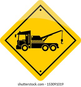 yellow tow road sign, vector