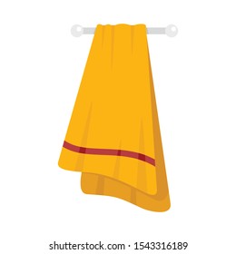 Yellow towel flat icon. Vector Yellow towel in flat style isolated on white background. Element for web, game and advertising