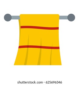 Yellow towel hanging on hanger icon flat isolated on white background vector illustration
