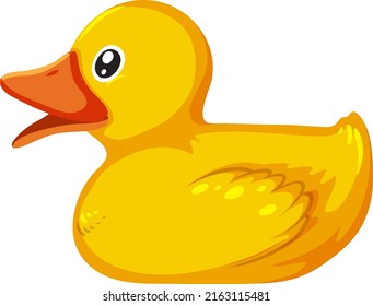 A yellow toy duck on white background illustration