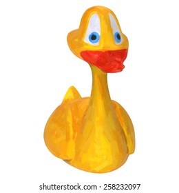 Yellow toy duck. Trace 3d render with oil painted effect.