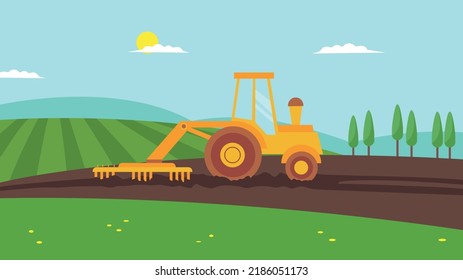 Yellow Tractor In The Field