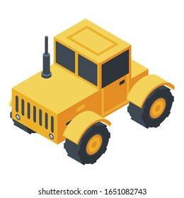 Yellow tractor icon. Isometric of yellow tractor vector icon for web design isolated on white background