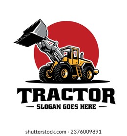 yellow tractor illustration logo vector