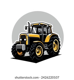 yellow tractor illustration vector image