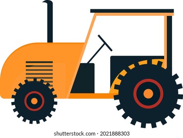 tractor amarillo, ilustración, vector sobre fondo blanco.