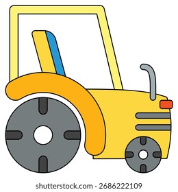 Tractor amarillo aislado en blanco