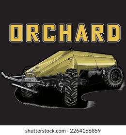 yellow tractor semi truck, isolated on black background for business elements, screen printing, digital printing,DGT,DFT and poster.