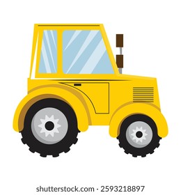 Yellow tractor stands prominently in a field, showcasing its robust build and readiness for heavy-duty agricultural tasks