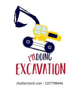 yellow tractor tee boy child tee illustration art vector 