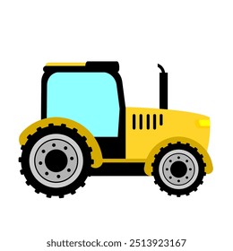 Yellow tractor vector illustration cartoon style clip art. modern agriculture vehicle