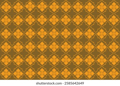 Yellow traditional ethnic paisley flower Ikat background abstract Thai seamless pattern for fabric print design cloth dress carpet curtains 
