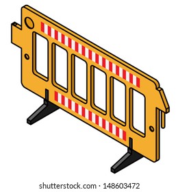 A yellow traffic barrier with red and white stripes.